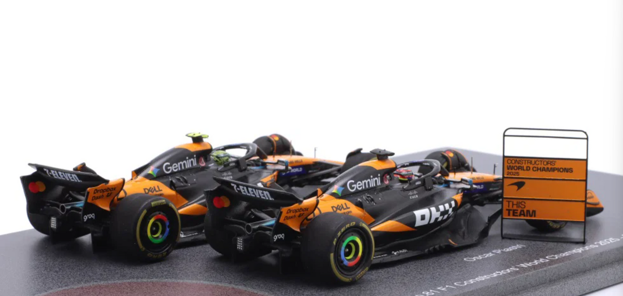 1/43 Spark 2-Car Set 2025 Formula 1 Constructor's Champion McLaren MCL39 #4 Lando Norris & #81 Oscar Piastri Car Model