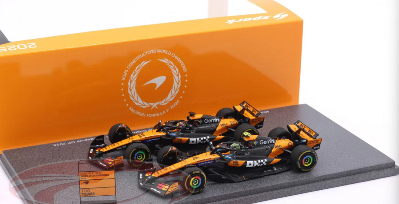 1/43 Spark 2-Car Set 2025 Formula 1 Constructor's Champion McLaren MCL39 #4 Lando Norris & #81 Oscar Piastri Car Model