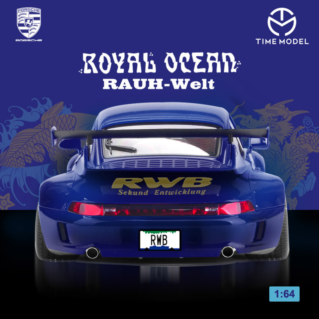 1/64 Porsche RWB 930 Rauh-Welt Royal Ocean Diecast Car Model Limited