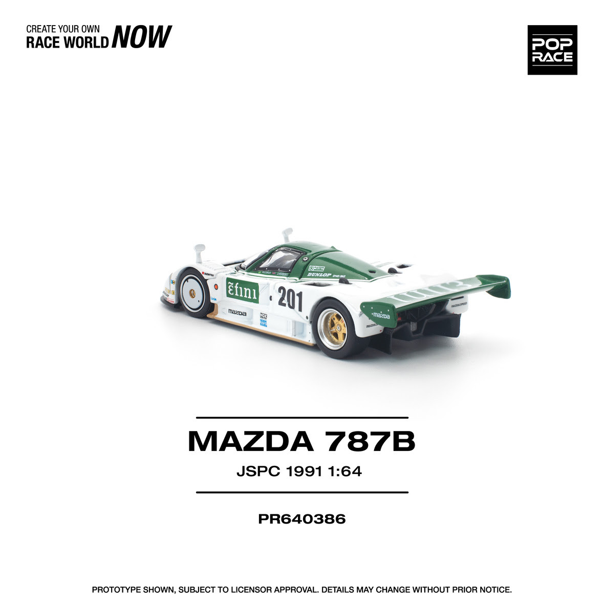 1/64 Poprace 1991 Mazda 787B JSPC (White & Green) Diecast Car
