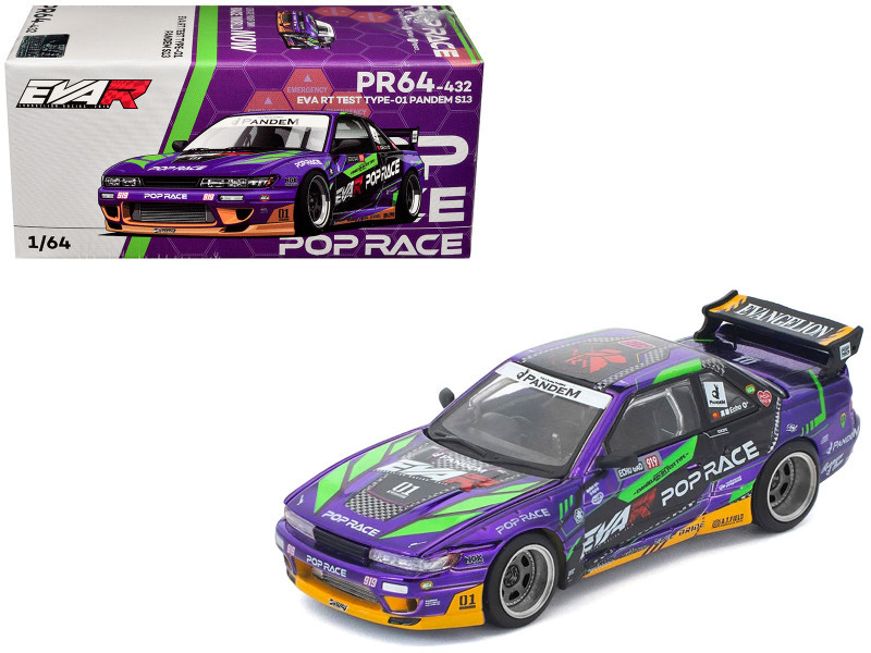 1/64 Poprace Nissan Pandem S13 EVA RT Test Type-01 (Purple) Diecast Car Model