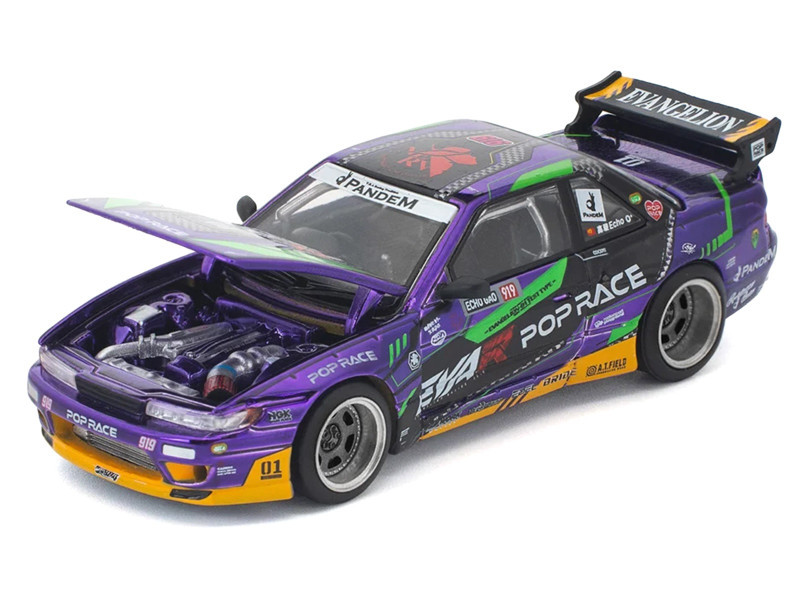 1/64 Poprace Nissan Pandem S13 EVA RT Test Type-01 (Purple) Diecast Car Model