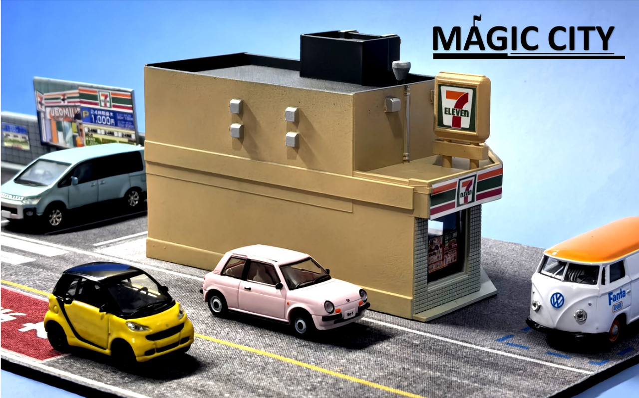 1/64 Magic City Japan 7/11 7 Eleven Building Diorama & Parking Lot