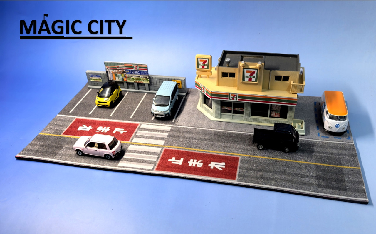1/64 Magic City Japan 7/11 7 Eleven Building Diorama & Parking Lot