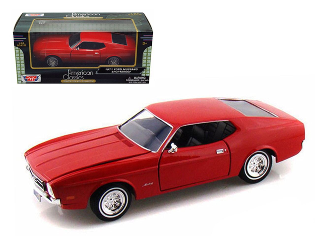 1971 Ford Mustang Sportsroof Red 1/24 Diecast Model Car by Motormax