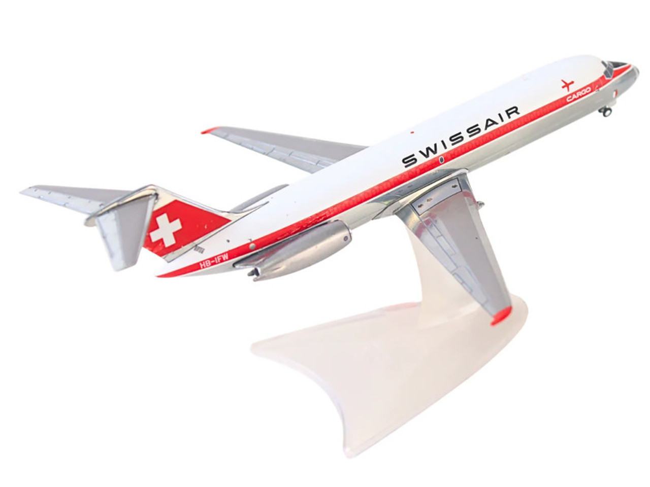 Douglas DC-9-30F Commercial Aircraft "Swissair" (HB-IFW) White with Red Stripes 1/200 Diecast Model Airplane by Herpa Douglas DC-9-30F Commercial Aircraft "Swissair" (HB-IFW) White with Red Stripes 1/200 Diecast Model Airplane by Herpa