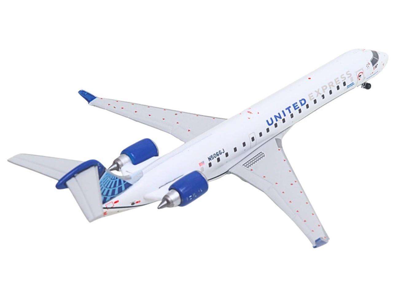 Bombardier CRJ550 Commercial Aircraft "United Express" (N506GJ) White with Blue Tail 1/400 Diecast Model Airplane by GeminiJets Bombardier CRJ550 Commercial Aircraft "United Express" (N506GJ) White with Blue Tail 1/400 Diecast Model Airplane by GeminiJets