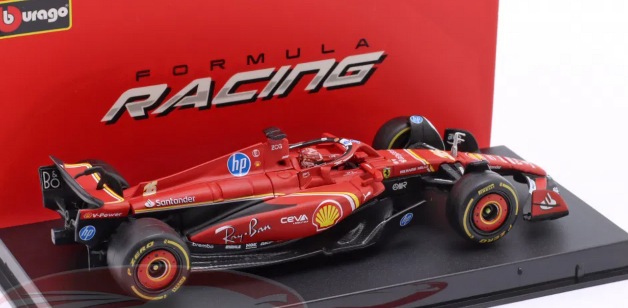 1/43 BBurago 2024 Formula 1 Charles Leclerc Ferrari SF-24 #16 Winner Monaco GP Diecast Car Model 1/43 BBurago 2024 Formula 1 Charles Leclerc Ferrari SF-24 #16 Winner Monaco GP Diecast Car Model