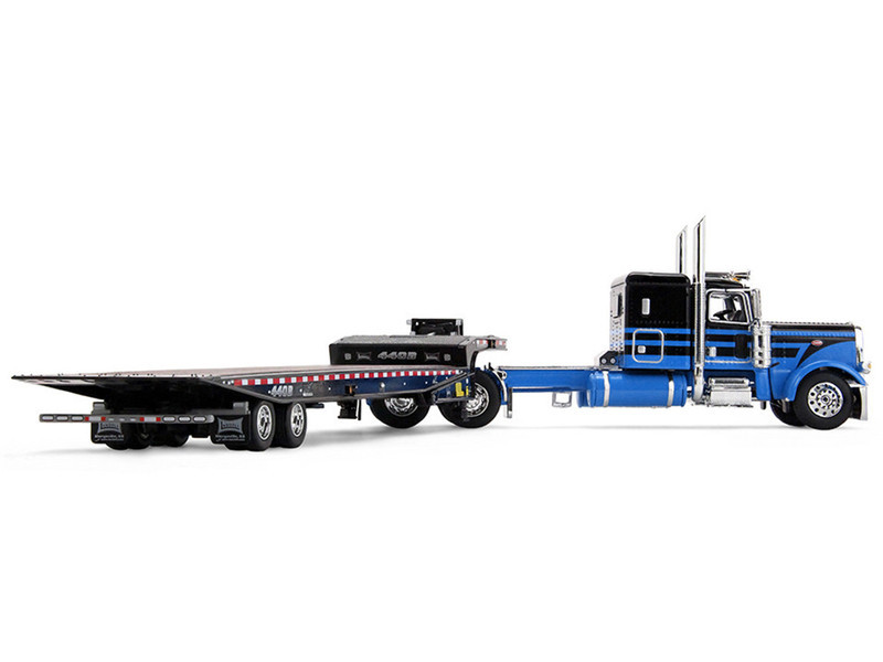 1/64 First Gear Peterbilt Model 389 (Black & Blue) with 48” Flat