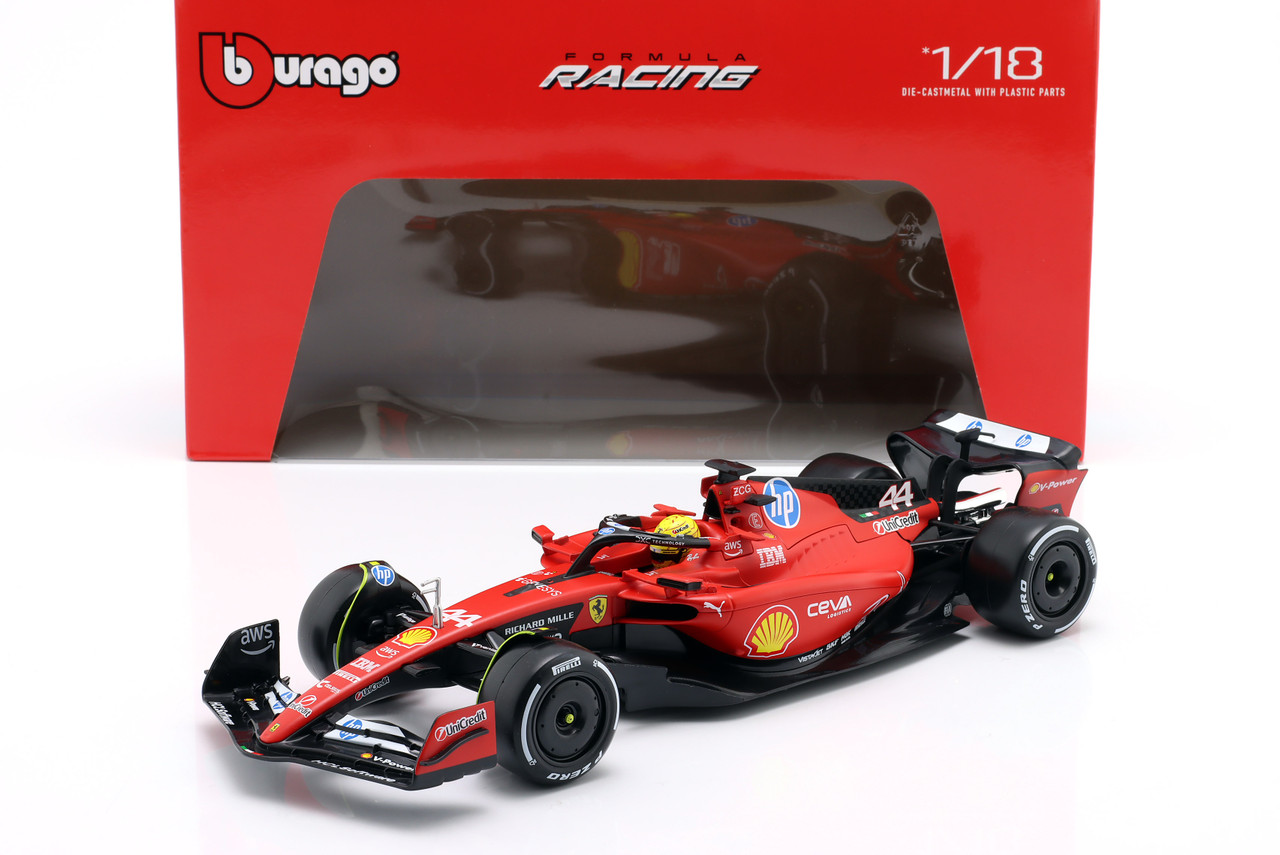 1/18 BBurago 2025 Formula 1 Lewis Hamilton Ferrari SF-23 #44 1st Rollout Fiorano Test Car Model