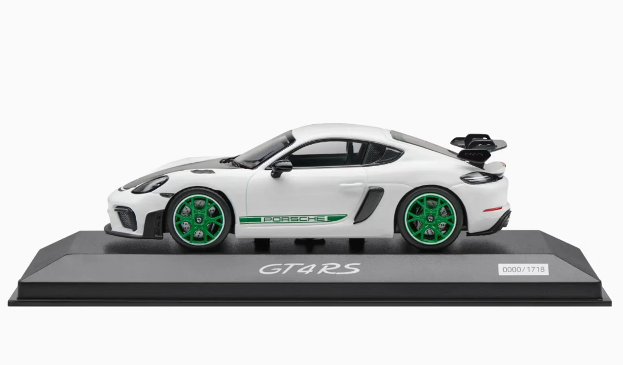 1/43 Dealer Edition Porsche 718 (982) Cayman GT4 RS Tribute to RS 2.7 (White & Green) Car Model 1/43 Dealer Edition Porsche 718 (982) Cayman GT4 RS Tribute to RS 2.7 (White & Green) Car Model