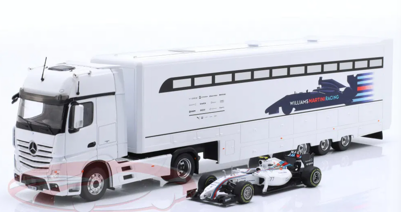 1/43 Premium Collectibles Mercedes-Benz Actros MP4 Race Transporter Williams Martini Racing Car Model 1/43 Premium Collectibles Mercedes-Benz Actros MP4 Race Transporter Williams Martini Racing Car Model