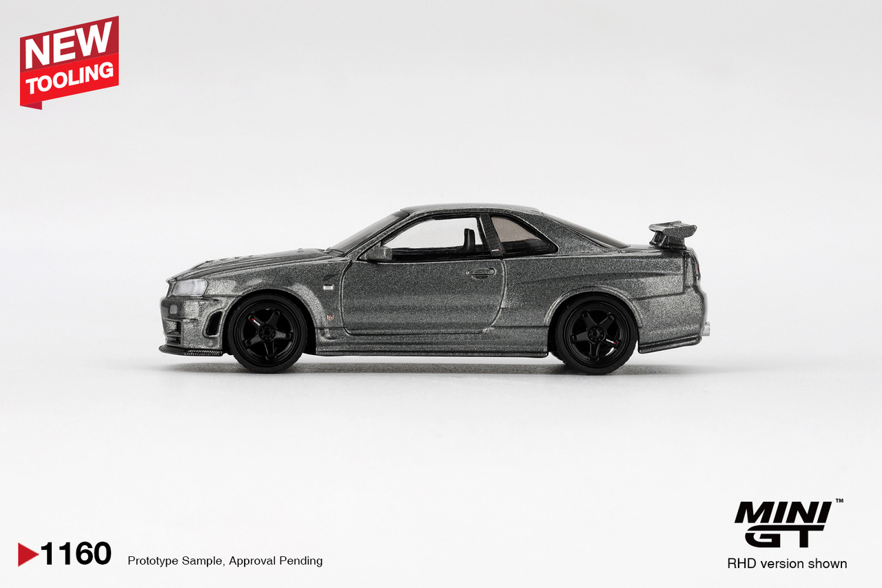 1/64 Mini GT Nissan Skyline GT-R R34 Nismo BNR34 CRS Version (Dark Metal Gr3y) Diecast Car Model