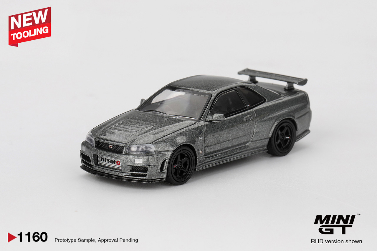 1/64 Mini GT Nissan Skyline GT-R R34 Nismo BNR34 CRS Version (Dark Metal Gr3y) Diecast Car Model