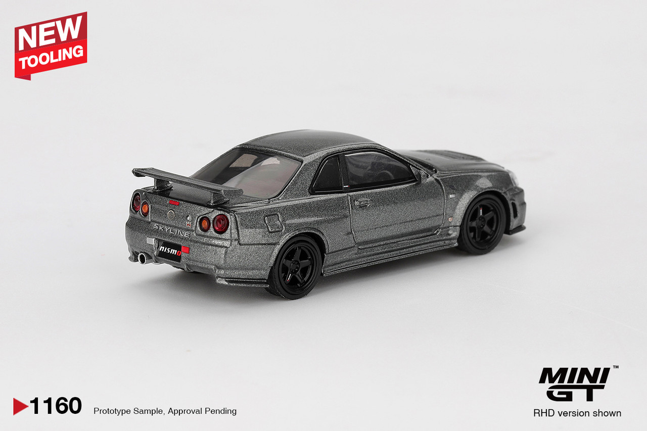 1/64 Mini GT Nissan Skyline GT-R R34 Nismo BNR34 CRS Version (Dark Metal Gr3y) Diecast Car Model