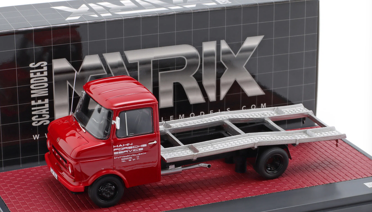 1/43 Matrix 1966-1976 Opel Blitz Hahn Porsche Race Car Transporter (Red) Car Model