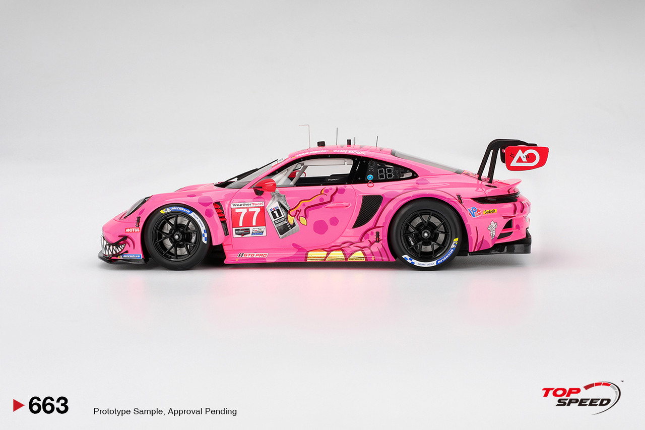 1/18 Top Speed 2025 Porsche 911 GT3 R (992) #77 AO Racing 2025 IMSA Detroit Grand Prix Car Model
