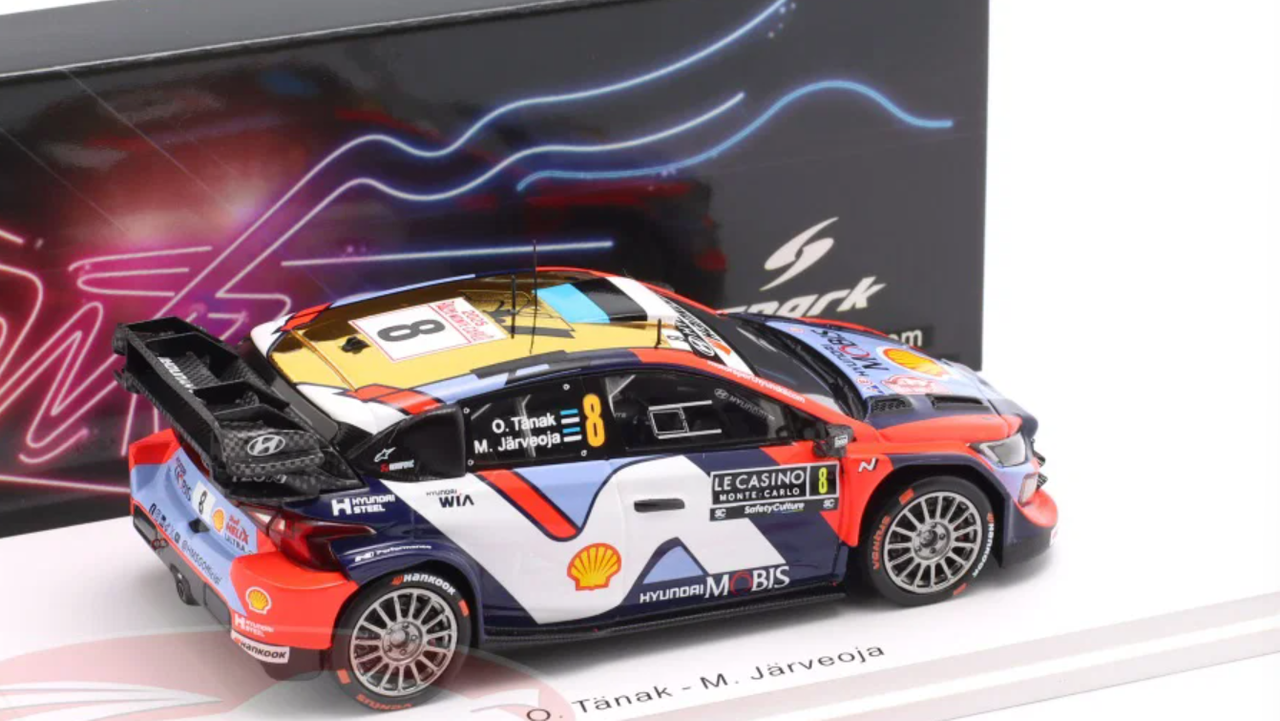 1/43 Spark Hyundai i20N Rally1 No.8 Rally Monte Carlo 2025 O. Tänak - M. Järveoja Car Model