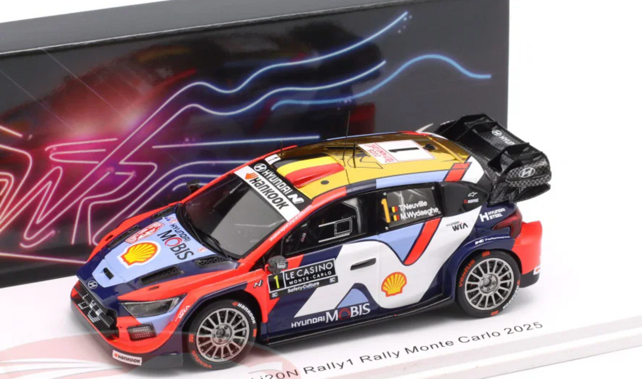 1/43 Spark Hyundai i20N Rally1 No.1 Rally Monte Carlo 2025 T. Neuville - M. Wydaeghe Car Model