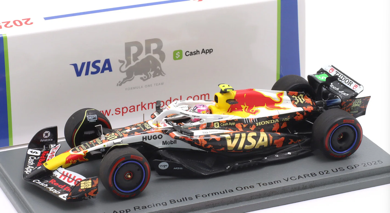 1/43 Spark Racing Bulls VCARB 02 No.30 Visa Cash App Racing Bulls Formula One Team US GP 2025 Liam Lawson Car Model