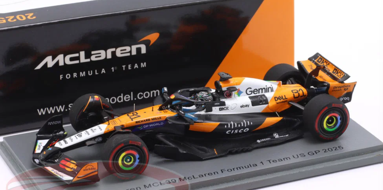 1/43 Spark McLaren MCL39 No.81 McLaren Formula 1 Team  US GP 2025 Oscar Piastri Car Model