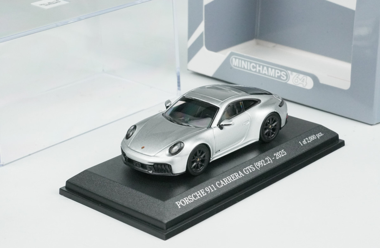 1/64 Minichamps 2025 Porsche 911 (992.2) Carrera GTS (Metallic Grey) Diecast Car Model