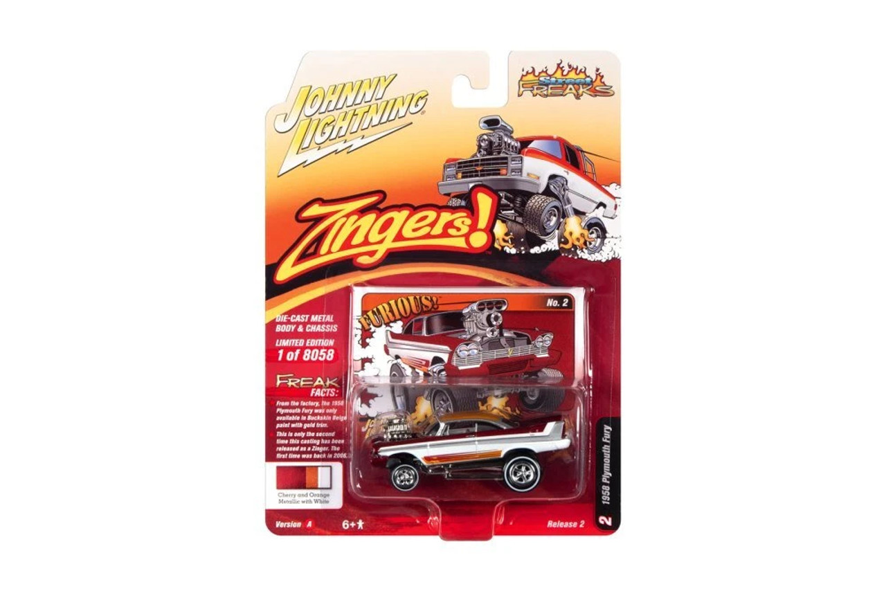 1/64 Johnny Lightning 1958 Plymouth Fury (Cherry Red Metallic) Diecast Car Model