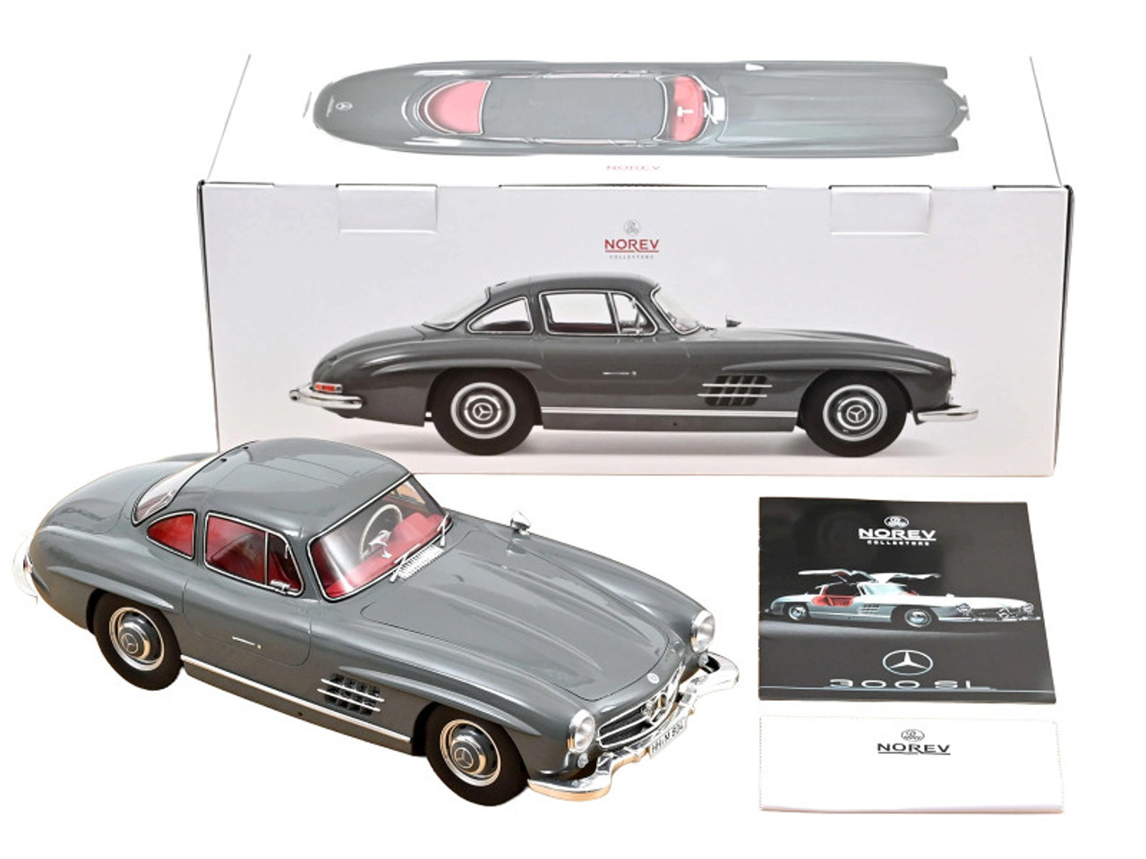 1954 Mercedes-Benz 300 SL Graphite Gray with Red Interior Limited Edition to 500 pieces Worldwide 1/12 Diecast Model Car by Norev