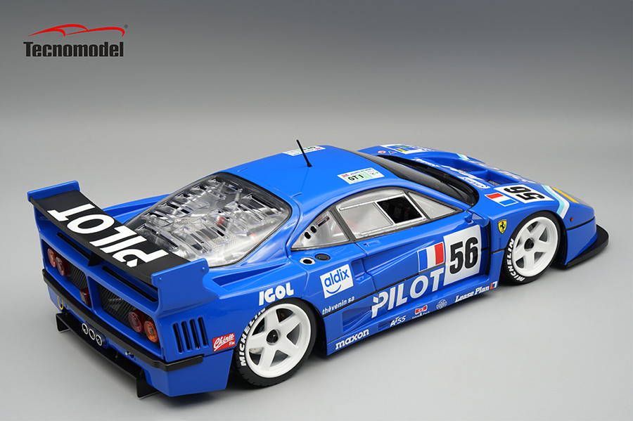1/18 Tecnomodel Ferrari F40 LM 1996 24H LM Pilot Pen Racing Driver: M. Ferte, O. Thevenin, N. Loboissetier Open Rear Trunk & Engine Part Closes with Magnetic System Limited Edition Car Model