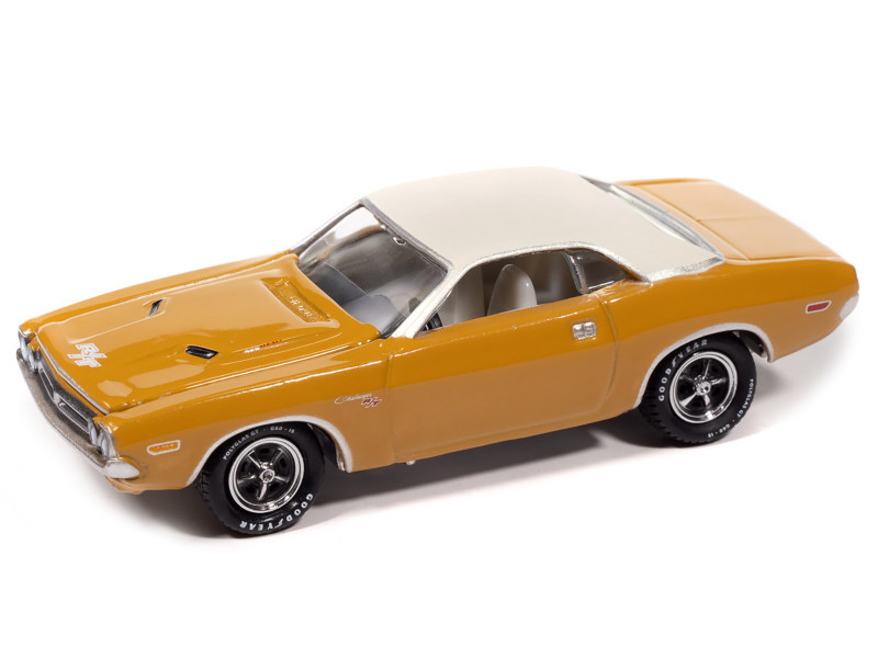 1971 Dodge Challenger R/T Butterscotch with White Top and Interior "Classic Gold Collection" 1/64 Diecast Model Car by Johnny Lightning