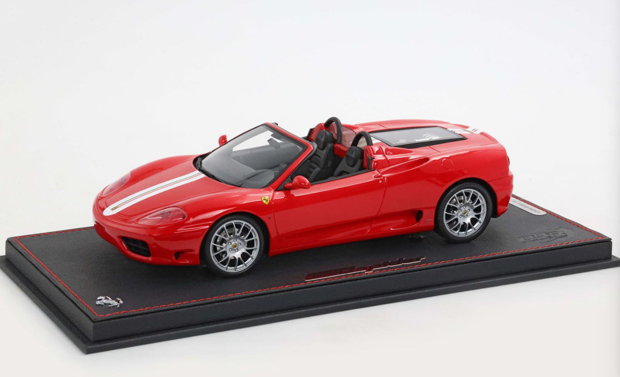 1/18 BBR Ferrari 360 Modena Spider Automatic Transmission (Rosso Corsa Red with Black Daytona Seats & Challenge Rear Grille) Car Model Limited 12 Pieces