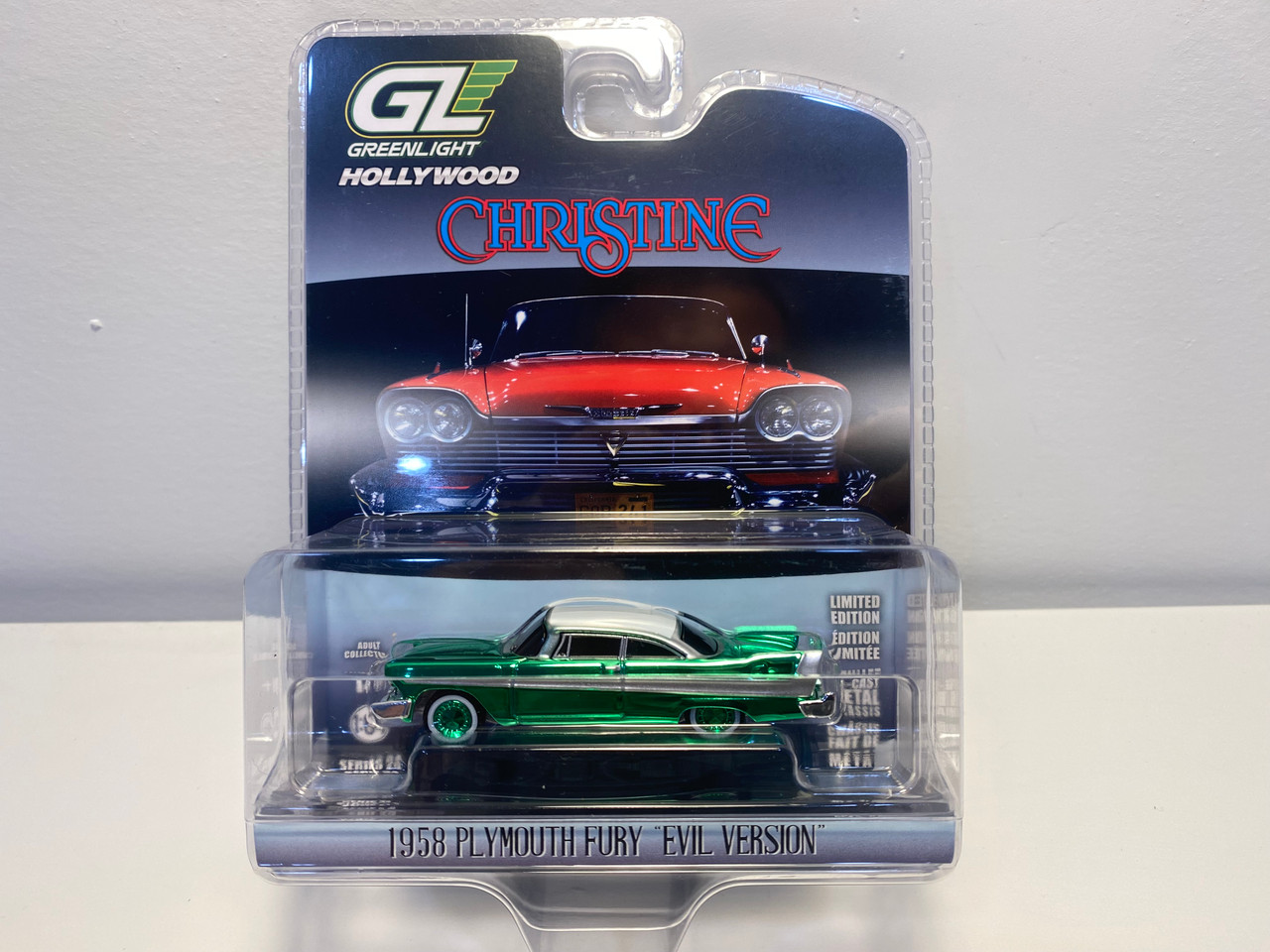 CHASE CAR 1/64 Greenlight 1958 Plymouth Fury (Chrome Green) 