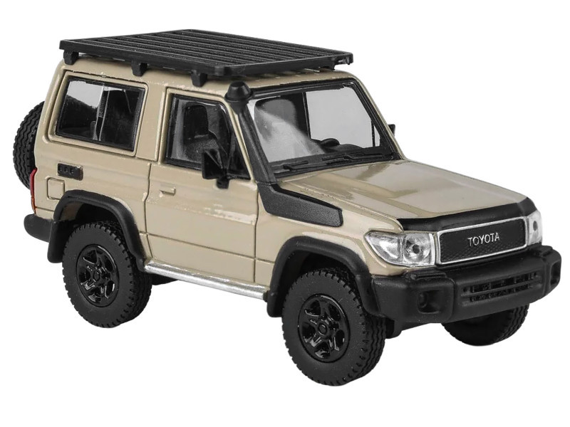 2023 Toyota Land Cruiser 71 Sandy Taupe "70th Anniversary" with Roofrack 1/64 Diecast Model Car by Paragon