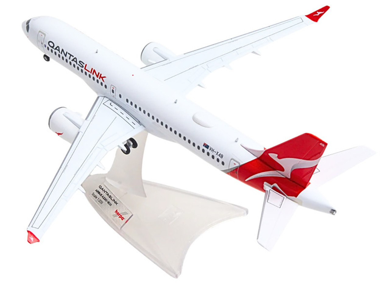 Airbus A220-300 Commercial Aircraft "QantasLink" (VH-X4B) White with Red Tail 1/200 Diecast Model by Herpa