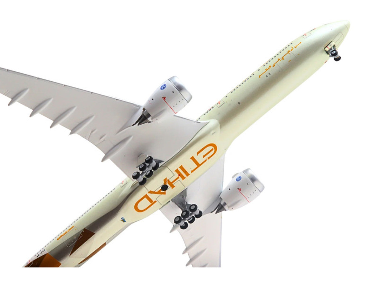 Boeing 777-9 Commercial Aircraft "Etihad Airways" (A6-FAA) Beige with Tail Graphics 1/400 Diecast Model Airplane by GeminiJets