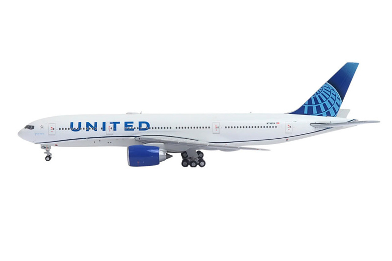 Boeing 777-200ER Commercial Aircraft "United Airlines" (N798UA) White with Blue Tail 1/400 Diecast Model Airplane by GeminiJets
