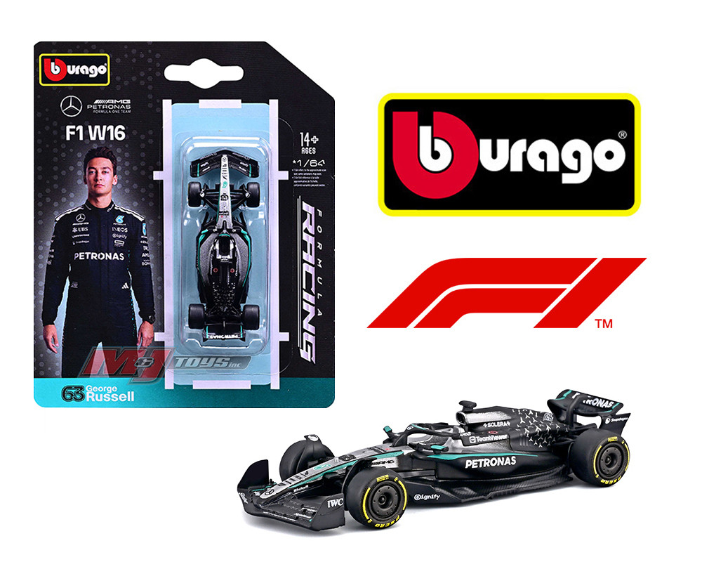 1/64 BBurago 2025 Formula 1 Mercedes AMG F1 W16 #63 George Russell