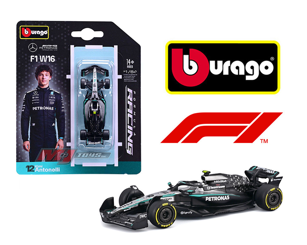 1/64 BBurago 2025 Formula 1 Mercedes AMG F1 W16 #12 Kimi Antonelli