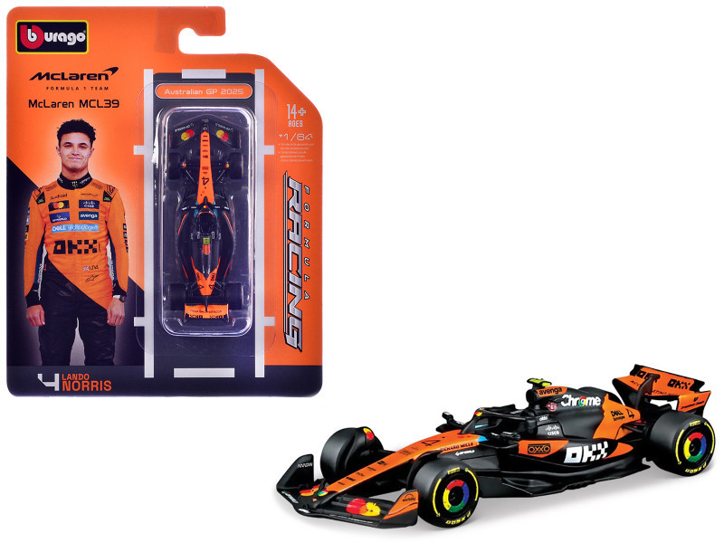 McLaren MCL39 Lando Norris 限定版 1/64 BBurago 2025 Formula 1 McLaren MCL39 #4 Lando Norris Diecast