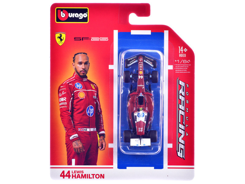 1/64 BBurago 2025 Formula 1 Ferrari SF-25 #44 Lewis Hamilton Diecast Car Model