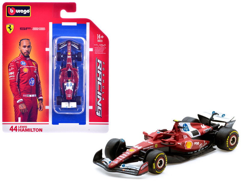 1/64 BBurago 2025 Formula 1 Ferrari SF-25 #44 Lewis Hamilton Diecast Car Model