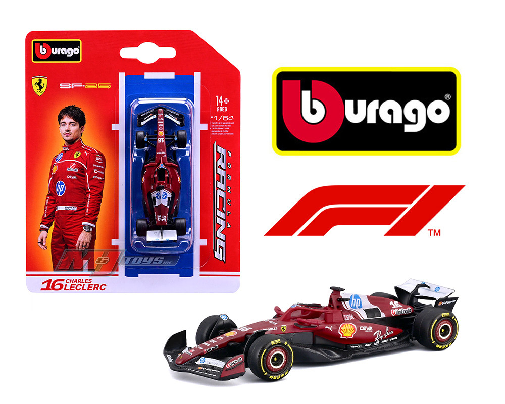 1/64 BBurago 2025 Formula 1 Ferrari SF-25 #16 Charles Leclerc