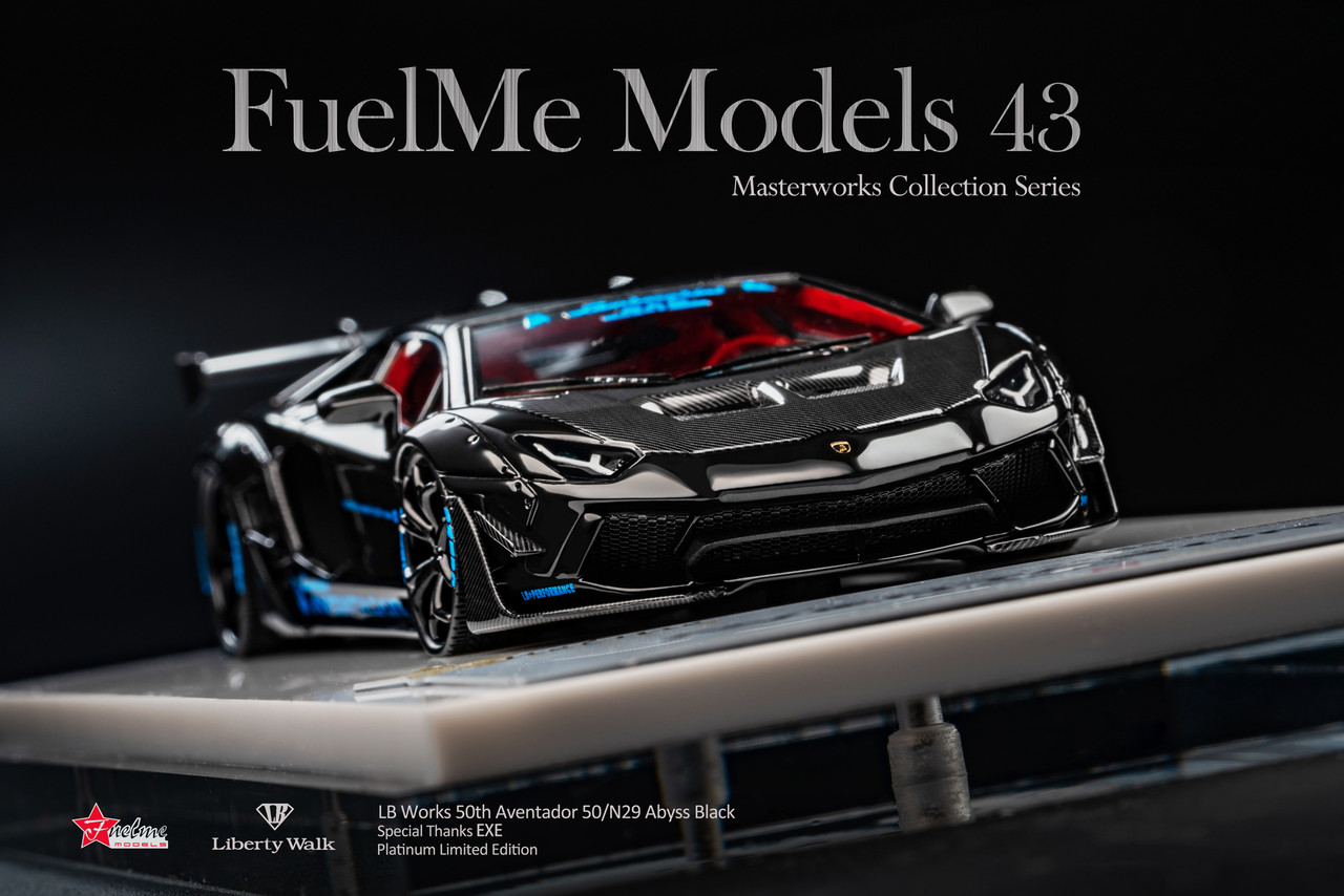 1/43 FuelMe Lamborghini Aventador LB Works Liberty Walk Abyss Black  Platinum Limited Edition