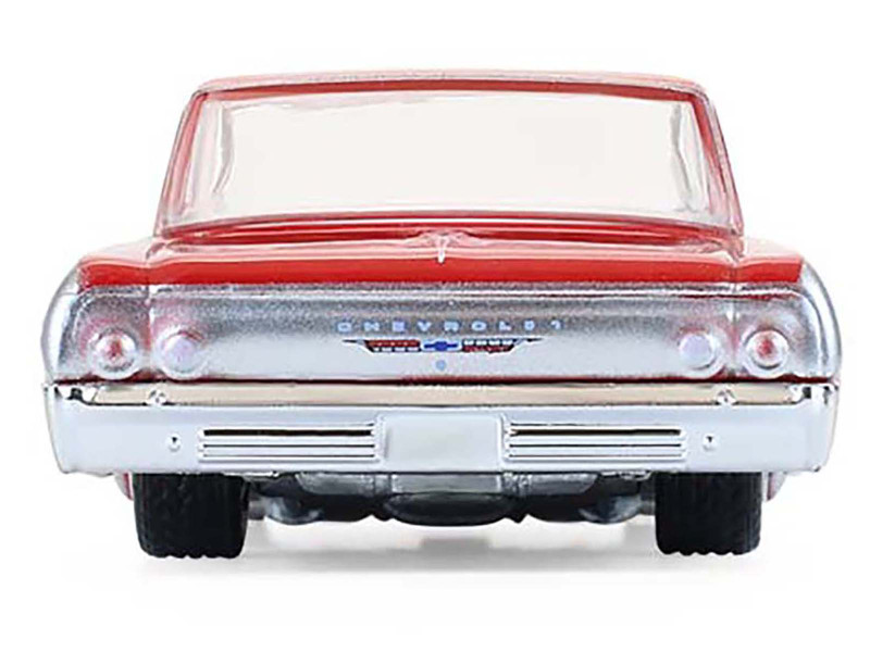 1964 Chevrolet Biscayne Lowrider Silver Metallic and Red Two-Tone "California Lowriders" Series 7 1/64 Diecast Model Car by Greenlight