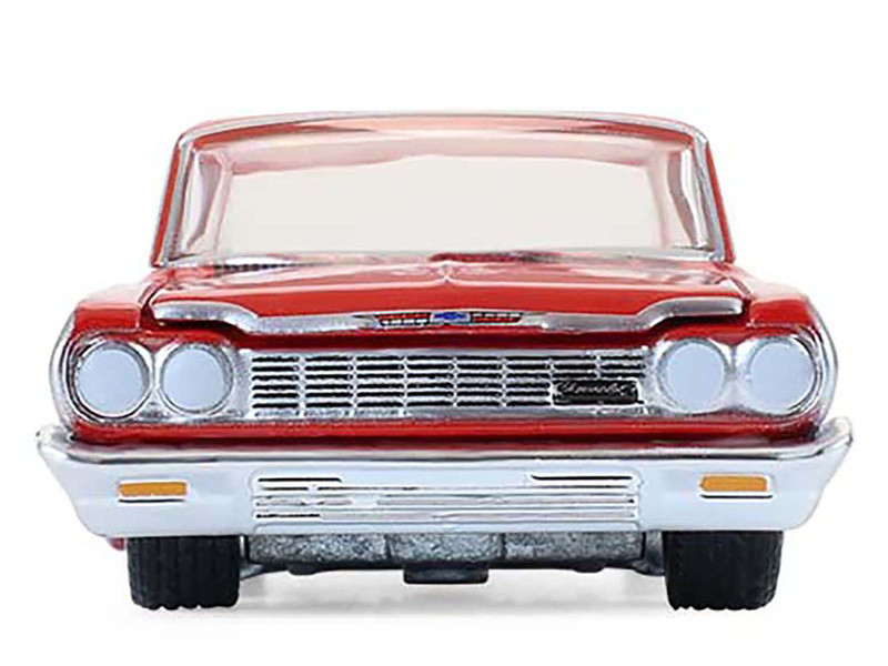 1964 Chevrolet Biscayne Lowrider Silver Metallic and Red Two-Tone "California Lowriders" Series 7 1/64 Diecast Model Car by Greenlight
