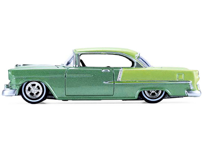 1956 Chevrolet Bel Air Lowrider Laurel Green Metallic and Crocus Yellow Two-Tone with Green Interior "California Lowriders" Series 7 1/64 Diecast Model Car by Greenlight
