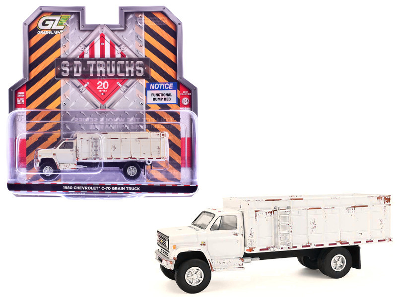 1980 Chevrolet C-70 Grain Truck White (Weathered) "S.D. Trucks" Series 20 1/64 Diecast Model by Greenlight