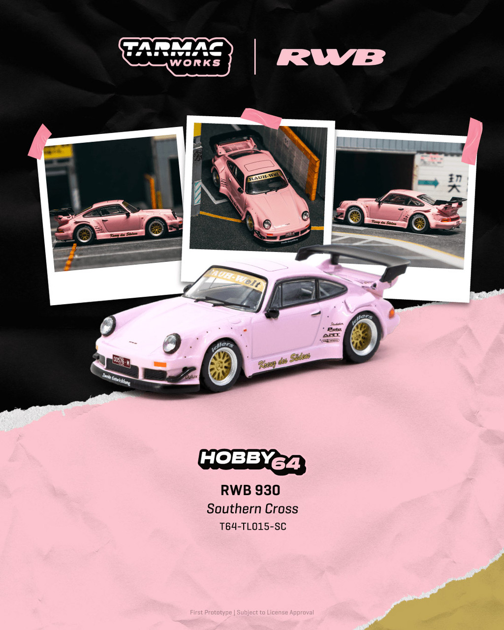 1/64 Tarmac Works Porsche 911 RWB 930 Southern Cross (Pink