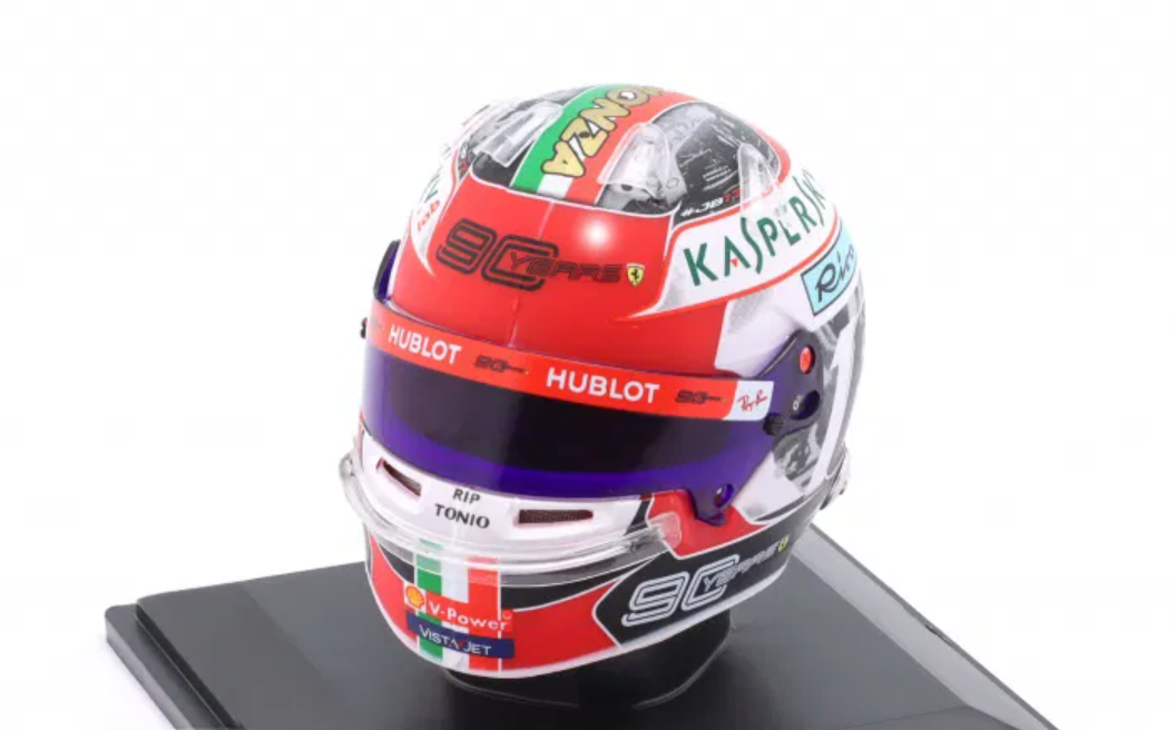 1/5 Spark 2019 Formula 1 Charles Leclerc Ferrari #16 Winner Italy GP Helmet Model