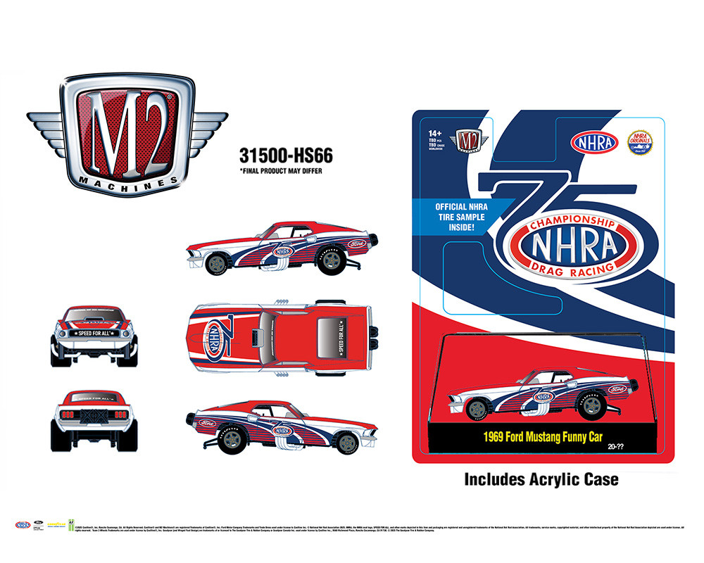 1/64 M2 Machines 1969 Ford Mustang Funny Car 75th Anniversary of